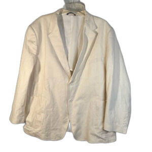 Alan Flusser Cream Sport Coat for Special Occasions Linen/ Rayon size XXL